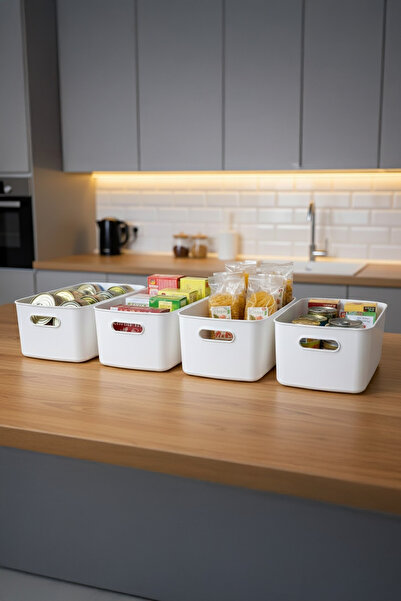 Kitchen Life 4-Piece Multi-Purpose Closet Organizer Box - Refrigerator, Kitchen, Bathroom Organizer, Makeup Organizer 4 Lt