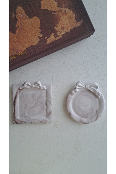 Star Shine 2-Piece Decorative Plate with Bow Marble Pattern