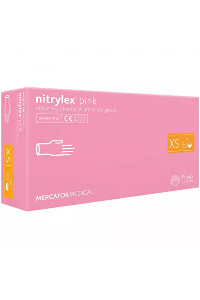 Mercator Mănuși Nitrylex roz, set 100 buc., mărime XS
