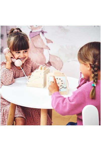 mamabrum Telefon retro din lemn - roz pastel