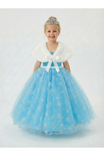 BUTİKHAPPYKİDS Costum Frozen Elsa Rochie de prințesă pentru fetiță cu bretele...