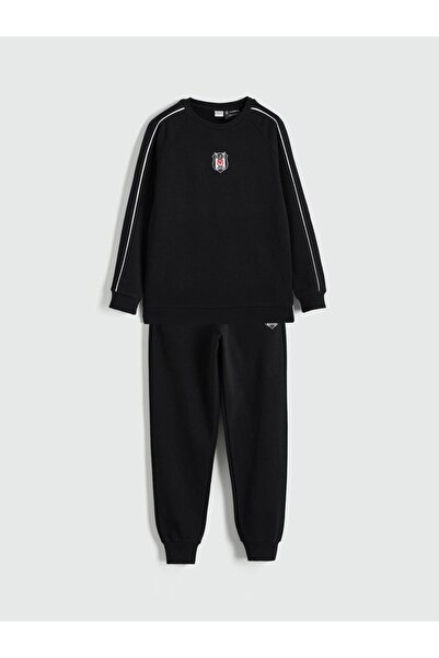 LC Waikiki Set de trening pentru băieți LCW Kids Black Beşiktaş cu imprimeu
