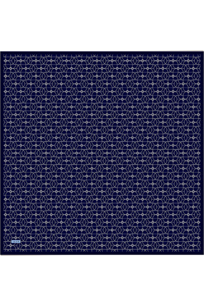 Aker Lacivert Logo Desenli İpek Twill Eşarp