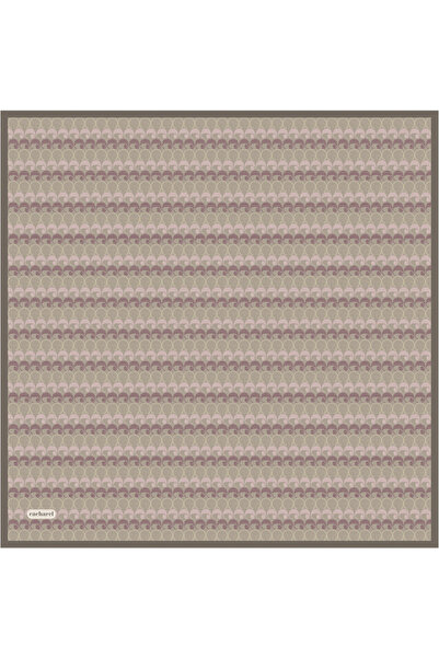 Cacharel Brown Logo Patterned Silk Twill Scarf