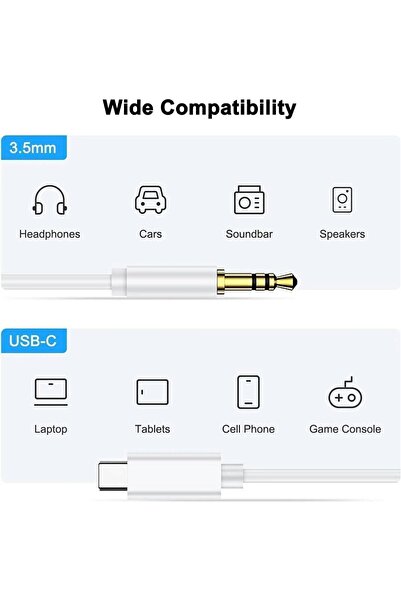 harry Type-c To 3.5 mm Aux Audio Örgü Kablo Araç İçi Uyumlu Aux Kablosu Araç İçi Dönüştürücü