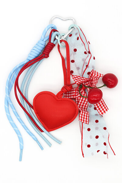 Nearsis Kalp Figürlü Kiraz Detaylı Çanta Charmı