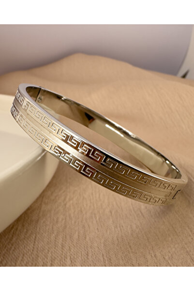 Samu Accessories أصفاد فولاذية منقوشة عتيقة ذات صف مزدوج - إمبراطورية فضية