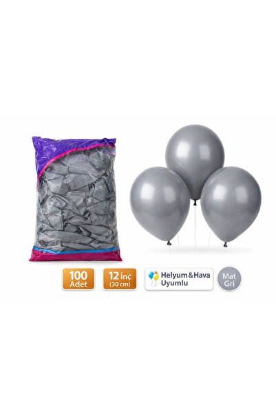 eğlencemarketi Gri Lateks Balon 12 İnç – 100’lü Paket Helyum Uyumlu Parti Bal...