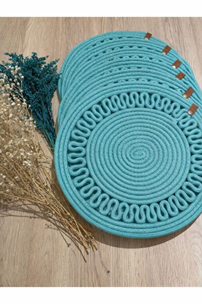 MaVaux Thick Embroidered, 6 Pieces, American Service, Jute Plate, Durable, Heat Sensitive, Long Lasting,