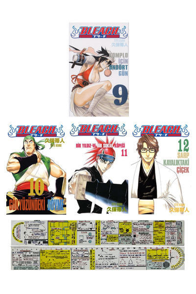 Gerekli Şeyler Yayıncılık Bleach 9-10-11-12. Ciltler Manga Seti + Özel Cetvel