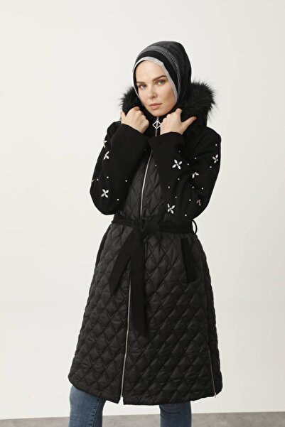 Bulem Collection Kapitone Taş Detaylı Mont