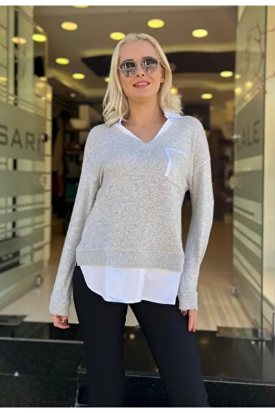 DAIDO V-Neck Shirt with Stone Pocket Bluse