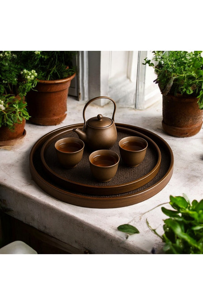 Zeynes Home 3’lü Lüx Ahşap Servis Tepsi Seti