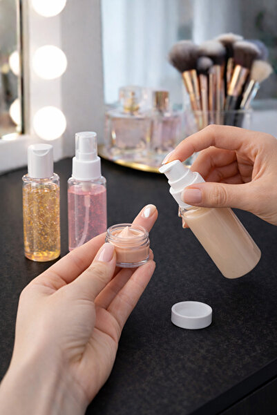 DrBambu 7 Parça Seyahat Bakım Seti Seyehat Boy Doldurulabilir Bakım Seti (Fer...