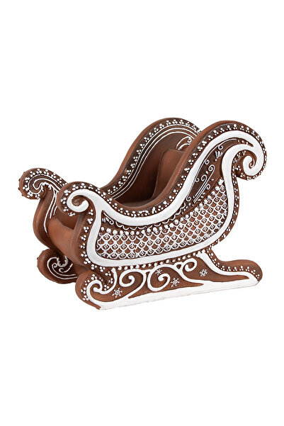 Clayre & Eef Sanie decorativă de Crăciun maro alb 20x12x15 cm