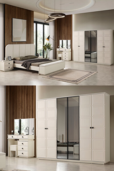 Eymense Sude Bohem Benchli Modern 6 Kapaklı Yatak Odası Takımı