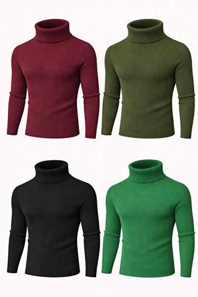 ANATOLIATEKSTILE 🧶 Men's Slim Fit briefcase made of fine knitwear - elegant, warm and comfortable Set of 4 pieces