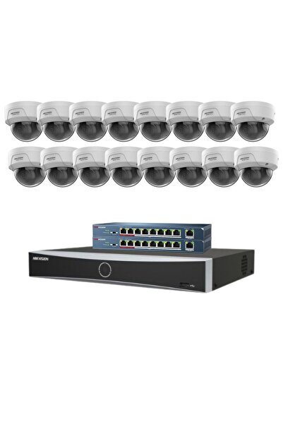 Hikvision HiWatch Surveillance System, 16 Cameras 4MP, IR 30M, Poe, NVR, Switch, Installation Access