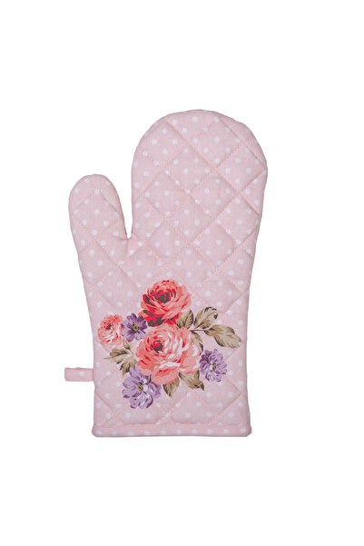 Clayre & Eef Set of 2 Thermal Cotton Gloves Rose 18x30 cm