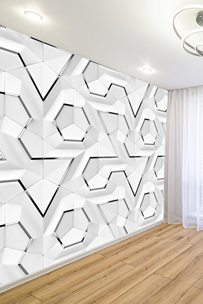 dreamwall Geometrik Altıgen Petek Desenli Tekstil Duvar Kağıdı