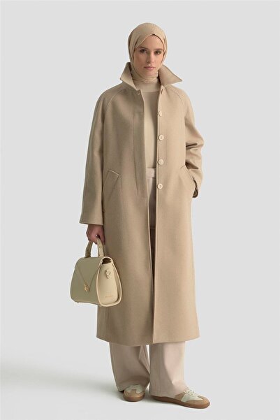 Armine Oversize Kaşe Manto 25KT1708 Bej