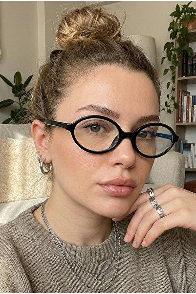 TARSS نظارات دايزى السوداء بيضاوية الشكل مع فلتر الضوء الأزرق