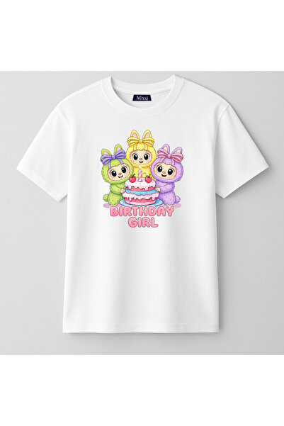 mixxi fashion Happy Birthday Monster Printed Short Sleeve Girls' T-Shirt (4-1...