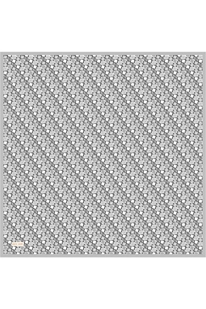 Pierre Cardin Silver 90X90 Silk Crepe Satin Scarf