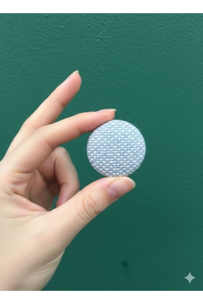 Zümrüdüanka Handmade زر مغطى بقماش أزرق فاتح مع خطاف