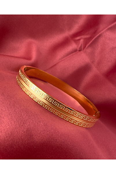 Samu Accessories Çift Sıra Antik Desenli Çelik Yassı Kelepçe - Golden Empire