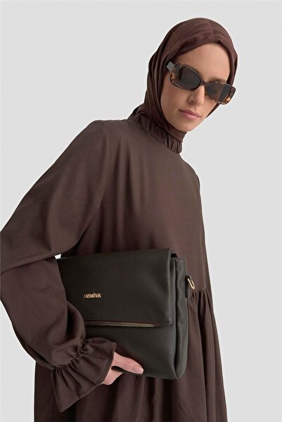 Armine Fırfırlı Balon Kollu Tunik 25KD9018 Acı Kahve