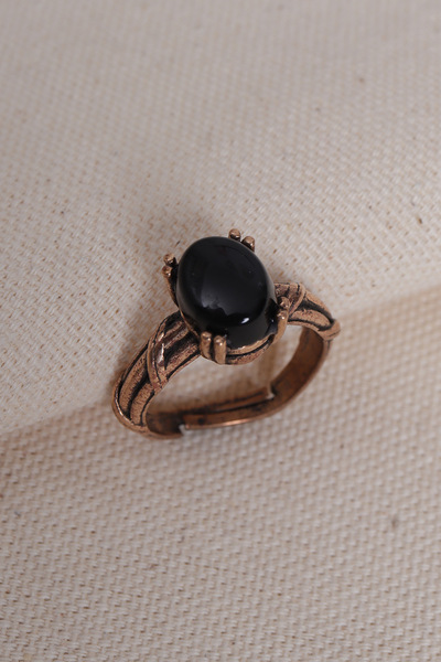 Süspüs Accessories خاتم أونيكس الأصلي القابل للتعديل مرصع بالأحجار