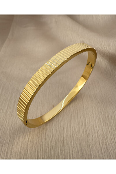 Samu Accessories مشبك مسطح من الفولاذ ذو ملمس مطوي - ذهبي بليسيه