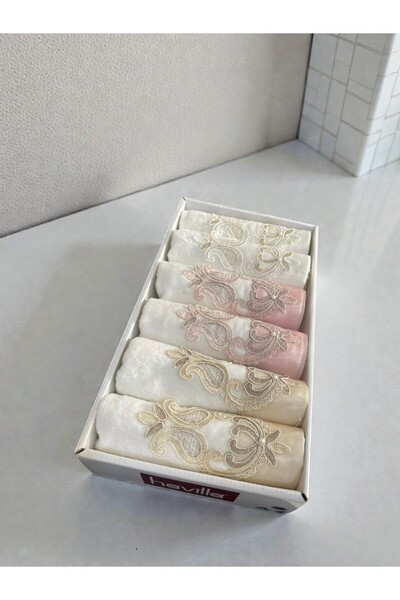 Bascom Steel 6-Piece Guipure Bridal Dowry Set 30X50 Boxed Kitchen Towel Set