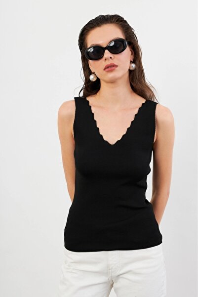 Be Best Women's Black Stair Collar Knitwear Blouse Be289