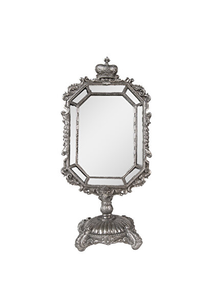 Clayre & Eef Silver Polyresin Table Mirror 15x10x31 cm