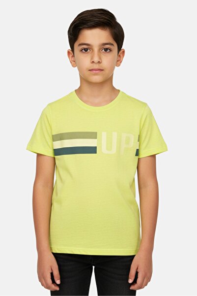 Overkids تيشيرت بأكمام قصيرة مطبوع عليه رسومات للأطفال الأولاد، لون أخضر ليموني