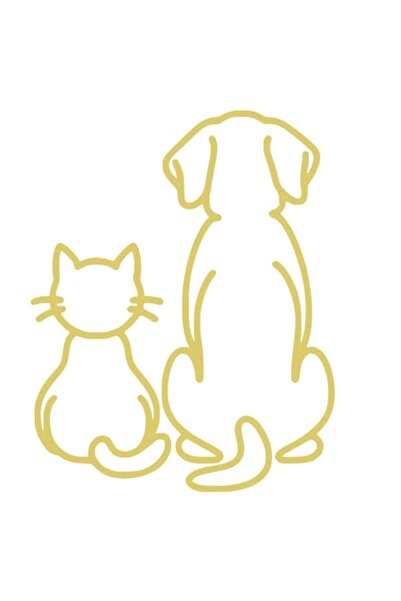 Oracal Decorative sticker dog and cat on the back, 18cm high, gold
