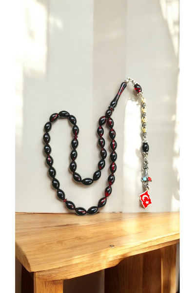 İnan Tesbih Fire Amber Rodaj Coated Moonlight Tassel Prayer Beads