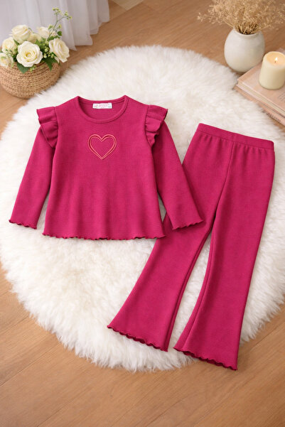 renkli diyar Girls' Top and Bottom Set Flared Seasons Holiday Everyday