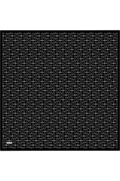 Aker Black Logo Patterned Silk Twill Scarf