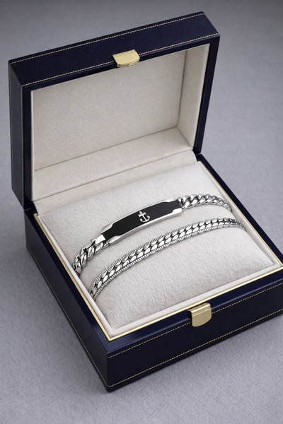 Naviforce Erkek Çelik Bileklik 2adet kombin takım