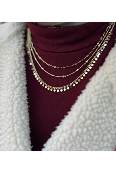 SOFTSHİNEJEWELRY Gold zincir pullu kolye