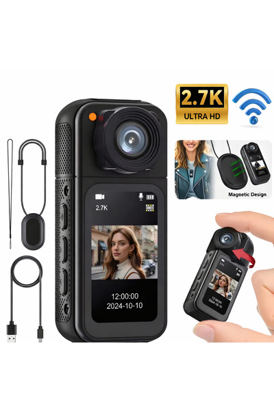 electroawm 2.7K Ultra HD Mini Aksiyon Kamera Manyetik Tasarım Döner Lens Wi-F...