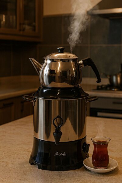 Armağan Anotolia Küçük Boy Semaver - 4,5 Litre - Gizli Resistant - 430 Kalite Paslanmaz Çelik