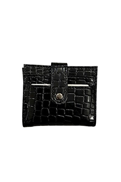 Meryem Çanta محفظة وحامل بطاقات نسائي بنمط جلد التمساح مع إغلاق بالضغط