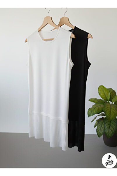 Bala Giyim 2-Piece Black-White Women's Pleated Tunic Underwear