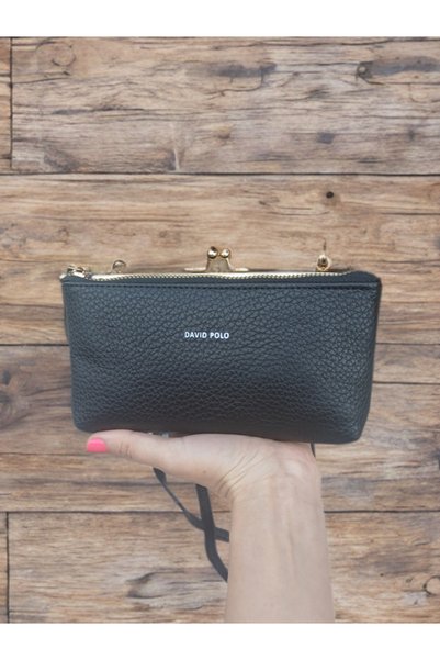 KY Women's Black Scholarship Clip Bag Wallet with 7 Card Holders and Phone Compartment, a Quality Soft Leather