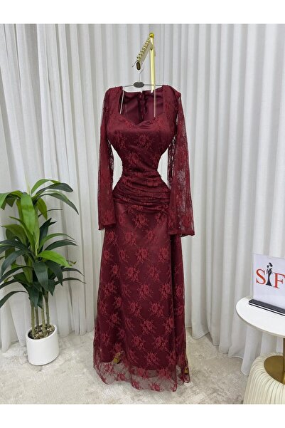 Kendallksa فستان سهرة فخم باللون البورجوندي