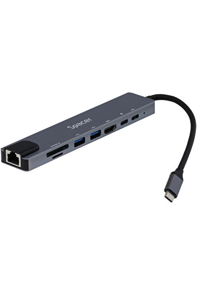 Spacer Σταθμός σύνδεσης universal 8 σε 1, διαχωριστικό, σύνδεση Type-C, USB 3.0 x 2 | USB Type C grid